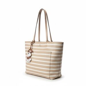 ✨ Kate Spade Striped Leather Tote – Chic Neutrals | EUC Exterior ✨